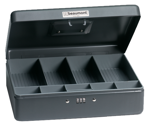 Geldkist met instelbaar cijferslot en geldbakje